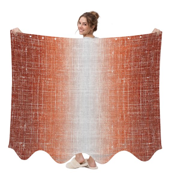 Rust Orange Wearable Blanket, Summer Muted Orange Ombre Linen Texture Rustic Farm Plush Thick Cozy Flannel Oversized Adult Throw Body Wearable Blankets with Pocket Gifts for Women Men 58x64in