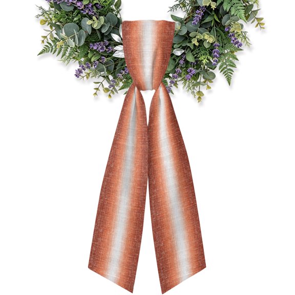 Rust Orange Wreath Sash for Front Door, Summer Muted Orange Ombre Linen Texture Rustic Farm Satin Wreath Ribbon Bow Accessory Garland Home Decor for Doorway Porch Yard 4.5x56