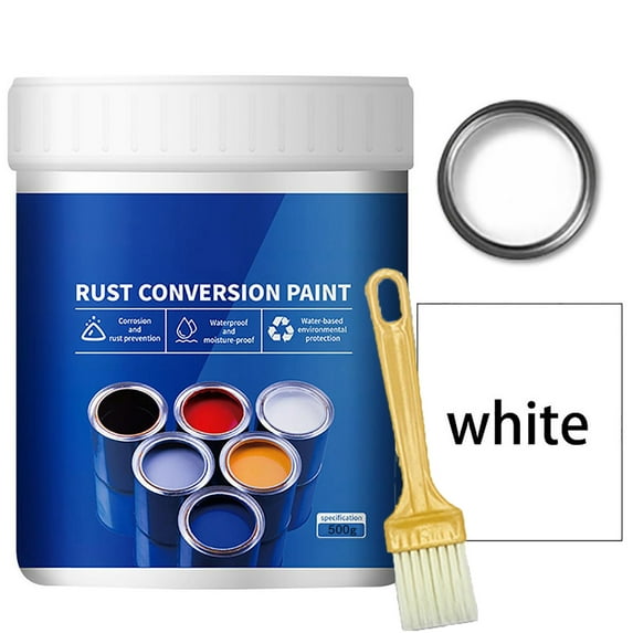 Rust Paint,Rust Converter,Rust Encapsulator,Rust Encapsulator Paint,Weatherproof Rust Converter Paint for Metal,Rust Converter for Metal,Water-Based Metallic(White 500g/17.64oz)from QiwagFerng