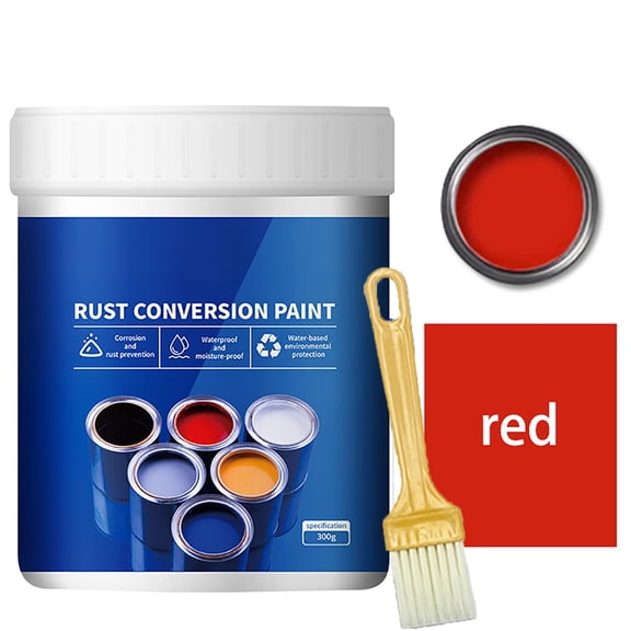 Rust Paint,Rust Converter,Rust Encapsulator,Rust Encapsulator Paint,Weatherproof Rust Converter Paint for Metal,Rust Converter for Metal,Water-Based Metallic(Red 300g/10.58oz)from QiwagFerng