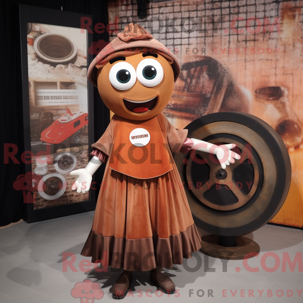 Rust Plate Spinner REDBROKOLY mascot costume character dressed with a ...