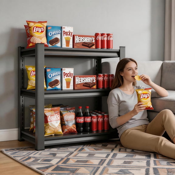 Rust-Proof 3-Tier Side Table & Nightstand, End Table Snack Storage Shelf, 1500 lb Capacity, 2" Thick Steel Design, Adjustable Tier Spacing, Double Uprights, Easy Assembly, Versatile for Any Space