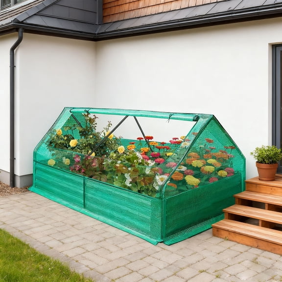 Rust-Proof Galvanized Garden Bed Kit, Greenhouse-Ready Planter Box with Open Base, 72.8 Size for Growing Vegetables, Herbs, Climbing Plants