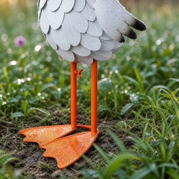 Rust-Proof Metal Goose Garden Statue Weighted Base Weather-Resistant Outdoor Decorative Ornament for Patio Lawn YYUZH