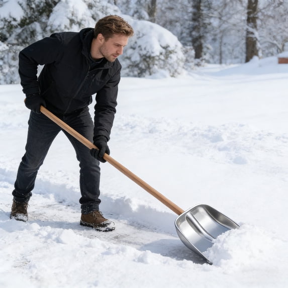 Rust-Proof Non-Slip Handle Wear-Resistant Stainless Steel Snow Shovel - Farm Emergency Multi Purpose Tool for Car Mud Grain Mulch Cleaning, Perfect Year of The Horse & Winter Necessity, Silver-S