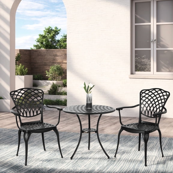 Rust-Proof Outdoor Bistro Set of 3 / Ideal for Balcony Lounging