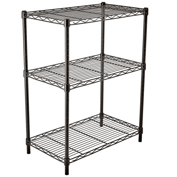  Rust-Proof & Scratch-Resistant Plastic Coated Iron Shelf - Black 3-Layer Utility Rack 350x600x850mm - Versatile Storage for Laundry, Garage, Workshop