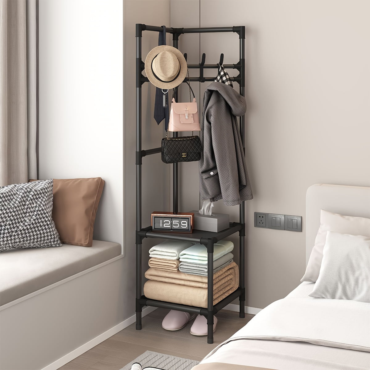 [Rust-Proof Storage Rack] 3-Tier Metal Storage Rack with 8 Hooks | Rust ...