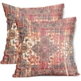 thumbnail image 1 of Rust Red Ethnic Boho Pillow Covers 18X18 Inch Bohemian Carpet Vintage Couch Pillow Cases Southwestern Throw Pillows Set of 2 Farmhouse Home Decor for Room Bedroom Outdoor Porch Patio Cushion, 1 of 6