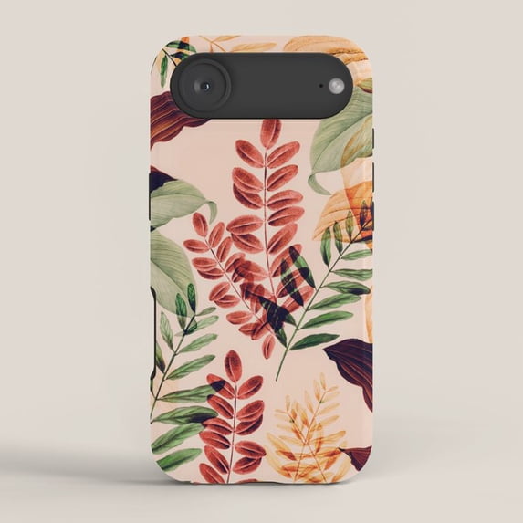 Rust Red, Sage Green and Golden Botanical Leaves Tough Phone Case for ...