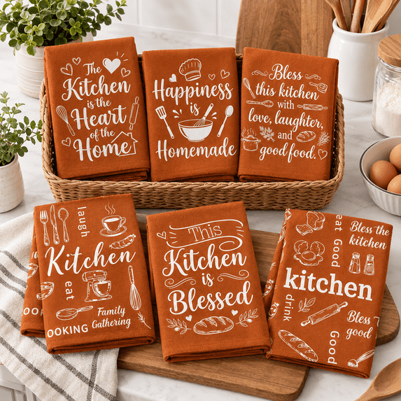 Rust Red Solid Color 6 Pack Microfiber Kitchen Towels 15.8 x 23.6 Inch ...