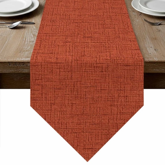 Rust Red Table Runner Linen Burlap Table Runner 72 Inches Long Rustic Farmhouse Solid Color Dresser Scarves for Kitchen Island Coffee Dining Room Party Wedding Banquet Holiday Decoration 16"x72"