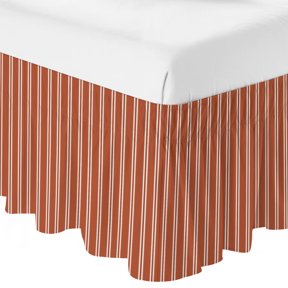 Rust Red White Stripes Ruffle Bed Skirt California King Size Modern Red Verticals Lines Adjustable Elastic Dust Bed Skirts Wrap Around Bedskirt Wrinkle Free Easy Fit with 18 Inch Drop