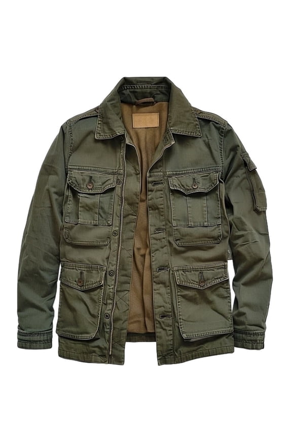 Men's Rust Relic M65 Field Jacket, Vintage Washed Cotton Jacket, Green