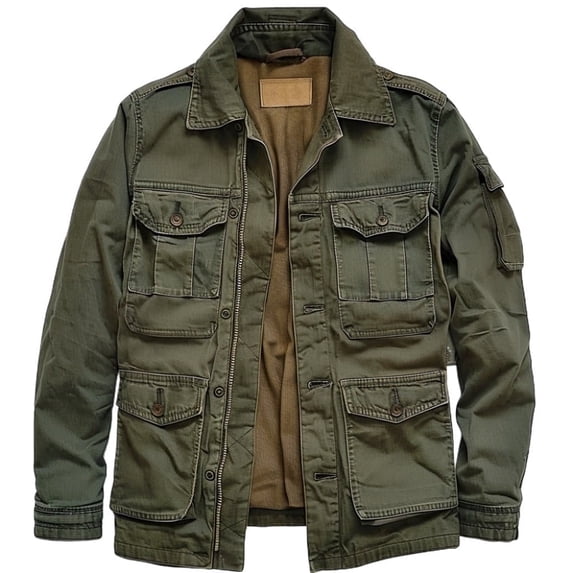 CaseClear Men's Rust Relic M65 Field Jacket, Vintage Washed Cotton Jacket, Green