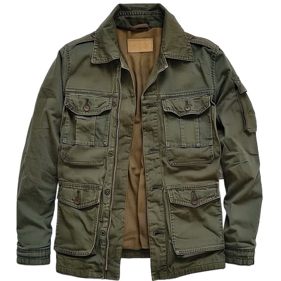 CaseClear Men's Rust Relic M65 Field Jacket, Vintage Washed Cotton Jacket, Green