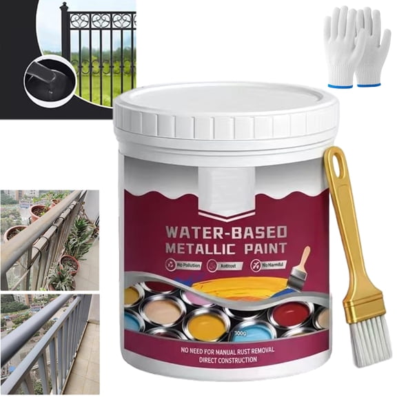 Rust Removal Converter Metallic Paint, 2-In-1 Rust Converter & Metal Primer, Anti-Rust Metal Paint For Cars, Fences, And Garden Tools (Black)