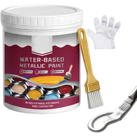 Rust Removal Converter Metallic Paint, 2-in-1 Rust Converter & Metal Primer, Anti-Rust Paint Rust Removal Conversion Agent with Brush,Multi-Functional Anti-Rust Paint (Silver)