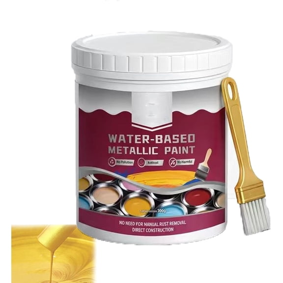 Rust Removal Converter Metallic Paint, 300g 2-In-1 Rust Converter & Metal Primer, Anti-Rust Metal Paint For Cars, Fences, And Garden Tools (Gold)
