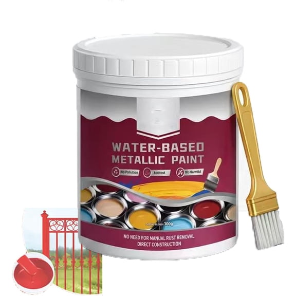 Rust Removal Converter Metallic Paint, 300g 2-In-1 Rust Converter & Metal Primer, Anti-Rust Metal Paint For Cars, Fences, And Garden Tools (Red)
