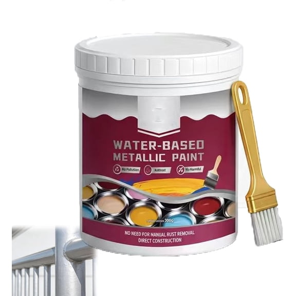 Rust Removal Converter Metallic Paint, 300g 2-In-1 Rust Converter & Metal Primer, Anti-Rust Metal Paint For Cars, Fences, And Garden Tools (Silver)
