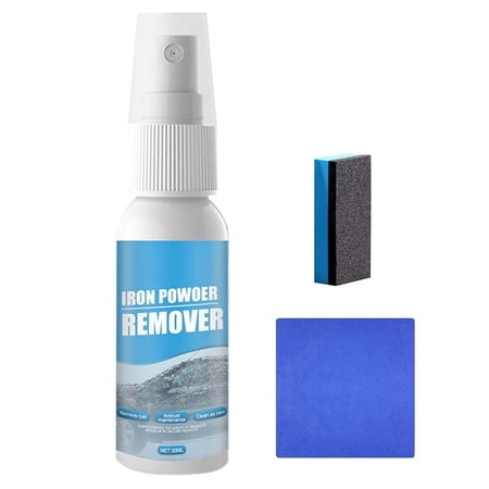 Rust Removal Spray Rust Derusting Spray Inhibitor Rust Remover Car Maintenance Cleaning Iron Powder Remover for Car with Sponge and Cleaning Cloth