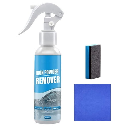 Rust Removal Spray Rust Derusting Spray Inhibitor Rust Remover Car Maintenance Cleaning Iron Powder Remover for Car with Sponge and Cleaning Cloth