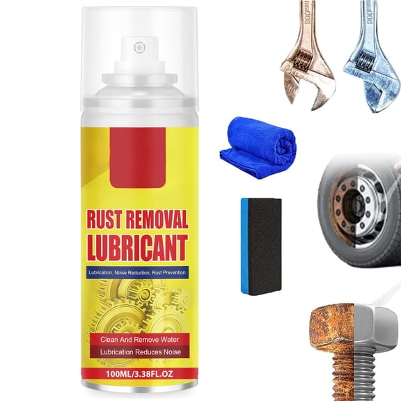Rust Remover Lubricant Spray, Anti-Rust Lubricant Spray & Rust Remover, Rust Remover Spray for Metal, Heavy Duty Metal Cleaner, Fast-Acting for Vehicles,Tools,Chains