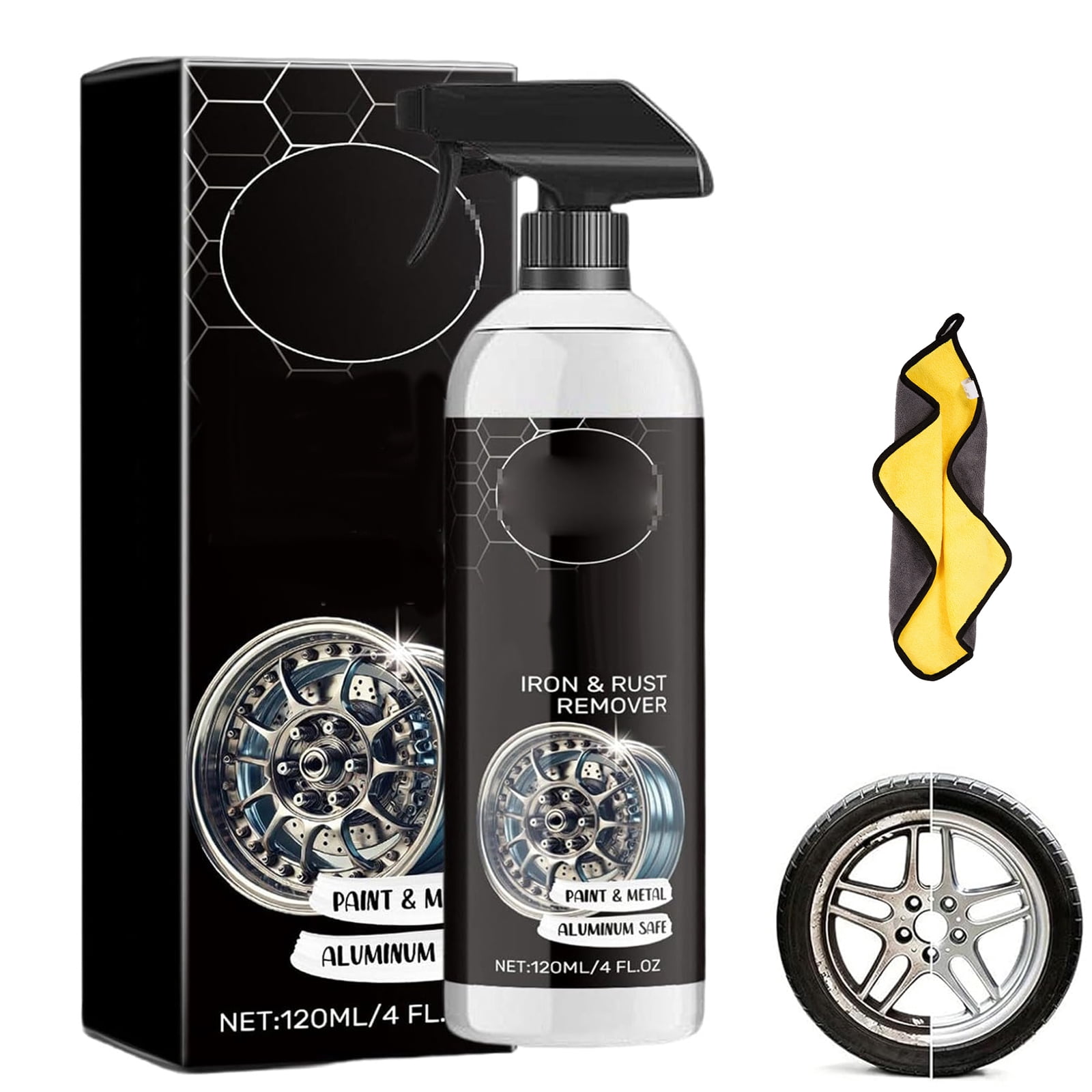 Rust Remover Spray, 120 ML Iron Powder Remover Spray for Car Wheels and ...