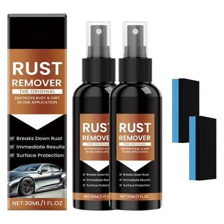 Rust Remover Spray, 2026 Upgrade Rust Remover Spray for Metal, Multipurpose Rust Stain Remover, Heavy Duty Metal Cleaner, Rust Inhibitor Heavy Duty Rust Dissolver for Metal, Tools, Cars (2pcs)