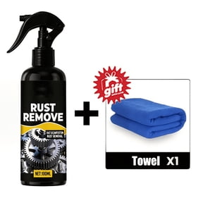 Rust Remover Spray for Car - Powerful Oxidation Cleaner for Automotive Tools, Hardware & Metal Surfaces, Fast-Acting Rust Dissolver 3.4 fl oz with Towel