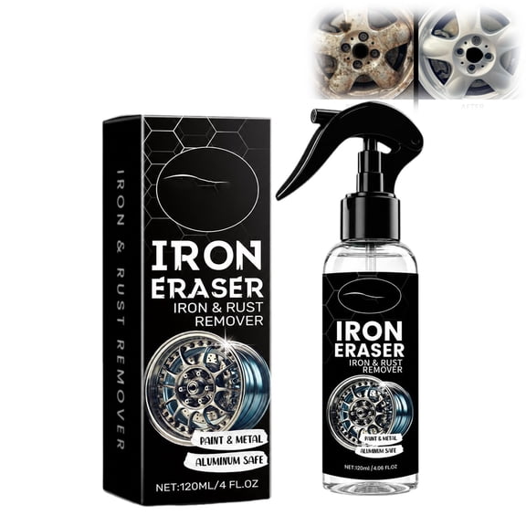 Rust Remover Spray – Fast Acting Iron Powder & Rust Remover for Car Wheels, Brake Dust, Metal Surfaces, Professional Automotive Cleaning (1PC)