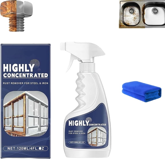 Rust Remover Spray for Metal,Powerful Rust Remover Heavy Duty Metal Cleaner, 2026 Upgrade Multipurpose Highly Effective Anti-Rust Converter Spray for Car, Household 120ml Fast Acting