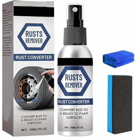 Rust Remover Spray, Rust Converter for Cars, Metal Rust Treatment Spray with Cloth & Sponge, Converts Rust to Paintable Surfaces for Auto, Metal Surfaces, Wheels