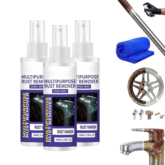 Rust Remover Spray for Metal, Automotive Rust Remover & Polishing Metal Cleaner for Cars, Tools, Wheels, Chrome, Steel, Iron Hardware, 100ml (3pcs)Q