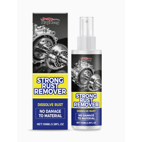 Rust Remover Spray for Metal Tools and Auto Parts, Water-Based 100ml, with Sponge & Towel