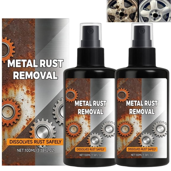 Rust Remover for Metal, Rust Remover Spray, Instant Remover Cleaner, Multifunctional Paint Cleaner, Rust Stains from Various Outdoor Surfaces (2Pcs)