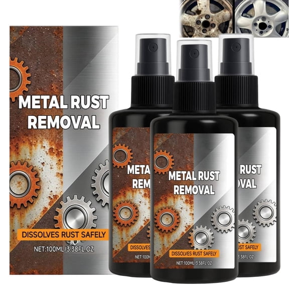 Rust Remover for Metal, Rust Remover Spray, Instant Remover Cleaner, Multifunctional Paint Cleaner, Rust Stains from Various Outdoor Surfaces (3Pcs)