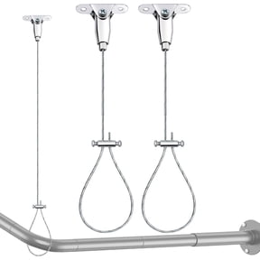 Rust Resistant Ceiling Mounted Shower Rod Holder Stainless Steel Wire Rope Adjustable Support Bracket