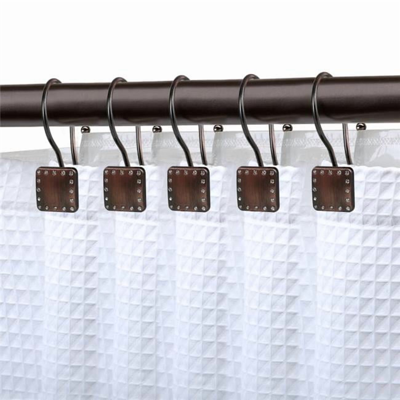 Rust Resistant Double Shower Curtain Hooks Ring for Bathroom, Oil Rubbed Bronze - Set of 12