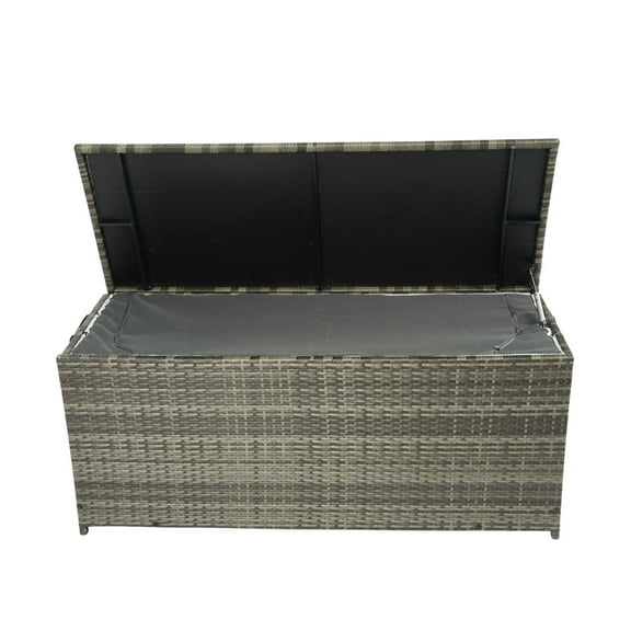 Rust-Resistant Frame - Grey Wicker Box - Indoor and Outdoor Toy Storage - Smooth Opening and Closing