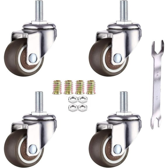 Swivel Stem Casters For Furniture Cabinet, Smooth Rotation Rust Resistant Tpe Mute Caster Wheel With Easy Installation, Quiet Operation For All Floor Types, Set Of 4