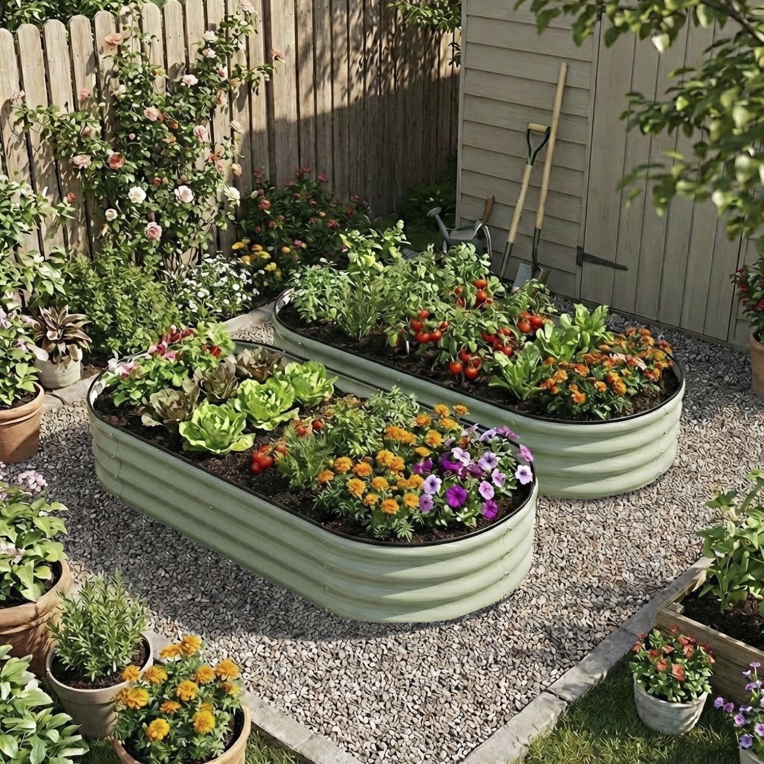 MaiWa Heavy Duty Steel Raised Garden Bed, 4x2x1ft Oval Metal Planter Box, Rust Resistant, Easy Assembly for Outdoor Vegetable, Flower, Herb Gardening