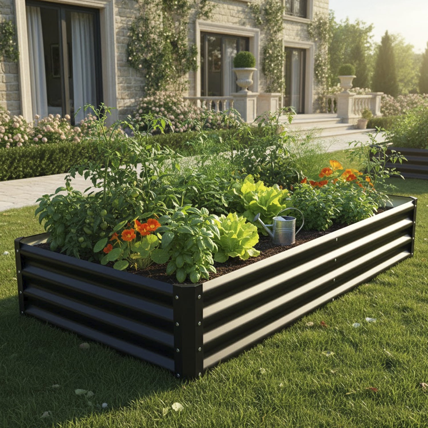 Rust-Resistant Heavy Duty Steel Raised Garden Bed, 6x3x1ft Rectangular Metal Planter Box, Easy Assembly for Outdoor Vegetable, Flower, Herb Gardening