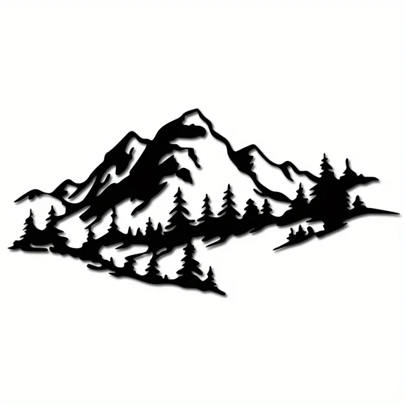 Rust Resistant Iron Outdoor And Indoor Wall Decor, Mountain View Metal Wall Decor for Home, Wall Art Outdoor And Indoor, Black