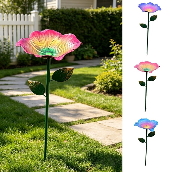 Rust-Resistant Metal Garden Flower Shape Drinker Feeder Stake for Outdoor Small Animals and Insects