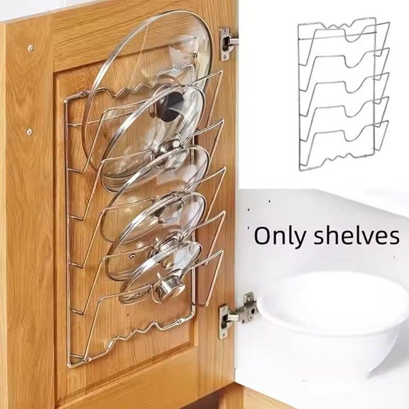 Rust-Resistant Metal Lid Storage Rack, Mounts on Wall to Free Up Cabinet Space, Ideal for Compact KitchensA,1set