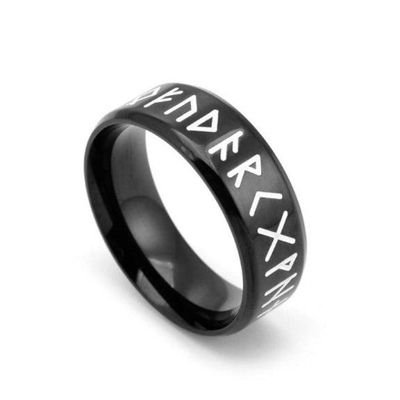 Rust Steel Jewelry Mens Viking Digital Ring For Men Sizes 7 8 9 10 11 Accessory Black Silver Finish Durable Comfortable