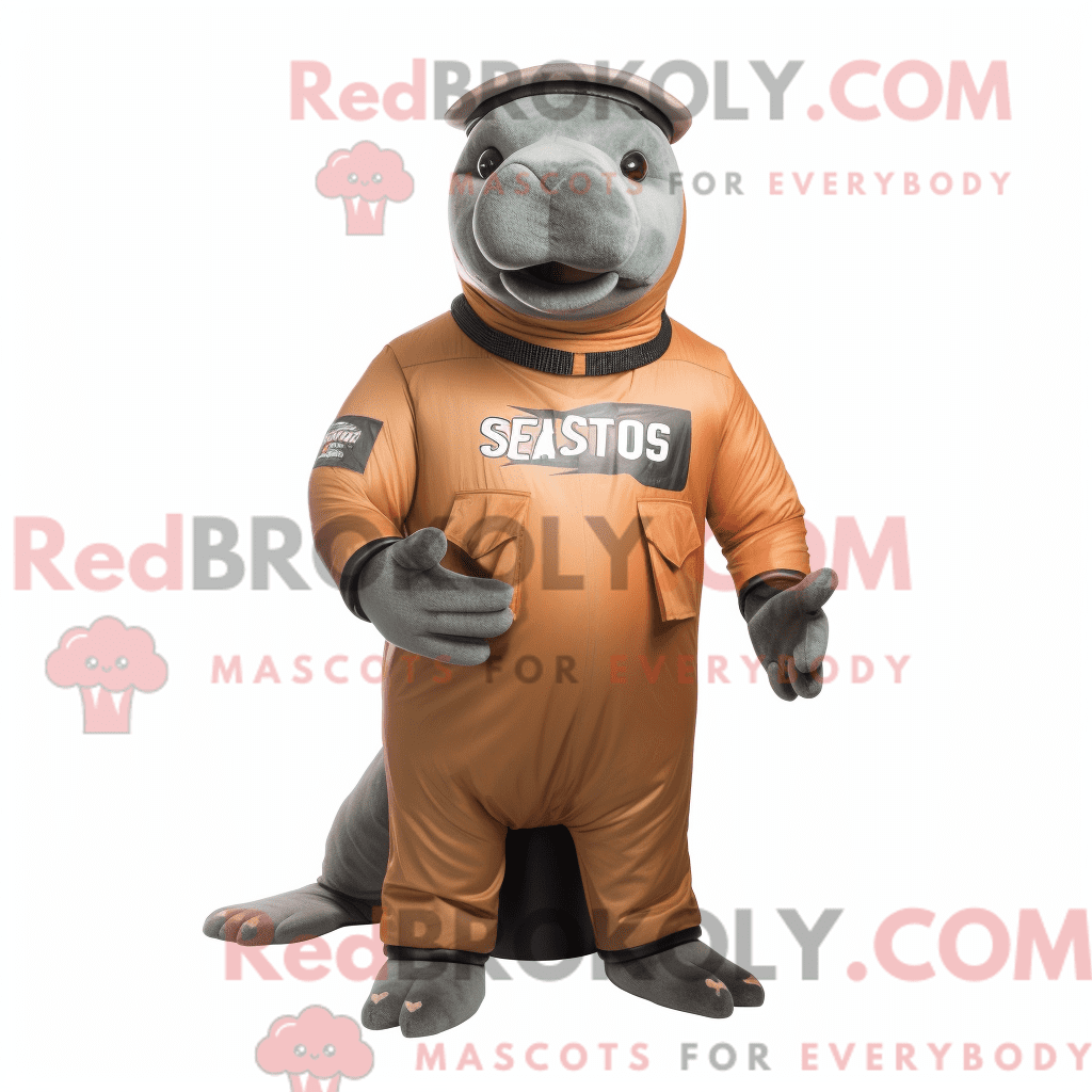 Rust Stellar S Sea Cow REDBROKOLY mascot costume character dressed with ...