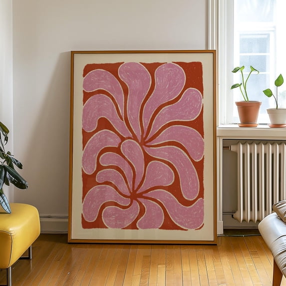 Rust Swirl Poster, Abstract Botanical, Petal Pattern, Orange Living ...